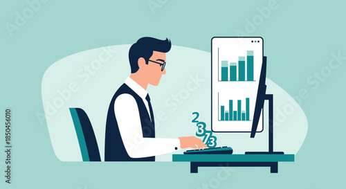 Man analyzing data on computer screen 7.