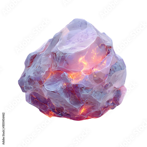 Glowing Crystal Rock with Luminescent Edges and Translucent Surface