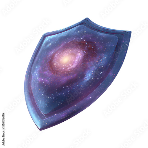 Cosmic Shield Design with Galaxy Pattern and Starry Background