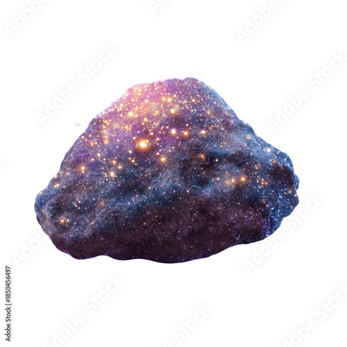 Cosmic Rock with Starry Galaxy Elements and Colorful Nebulae