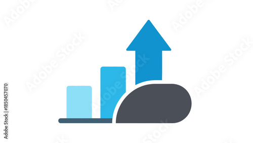 Abstract graphic illustrating business performance improvement, data-driven growth, and technological advancement with an ascending bar graph and a cloud icon