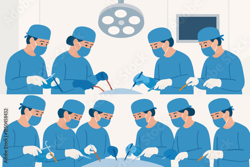 Medical Professionals Performing Surgery in a Hospital Operating Room.