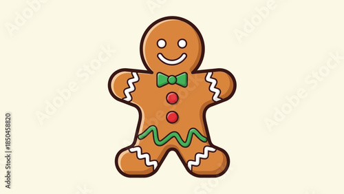 Cute gingerbread man cookie with christmas decorations
