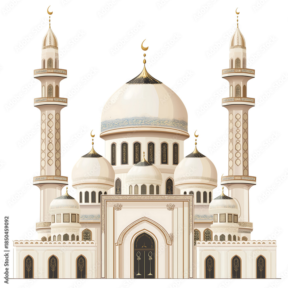 Fototapeta premium Eid Decorated Mosque Clipart PNG
