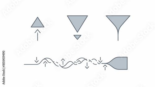 Conceptual illustration depicting a complex data processing flow, showcasing the stages of information filtering, analysis, and refinement for optimal output and strategic decision-making