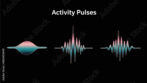 Vibrant abstract energy pulses evolving through dynamic waveform patterns, illustrating signal propagation and data activity in a futuristic digital concept