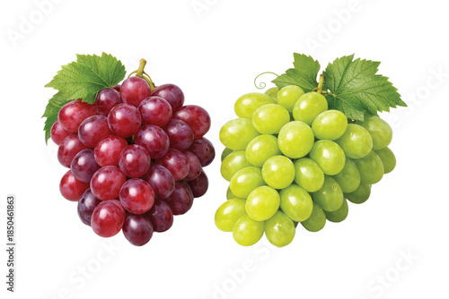 Fotografija Fresh red and green grape clusters with vibrant color, natural shine, and crisp texture, isolated on a clean white background
