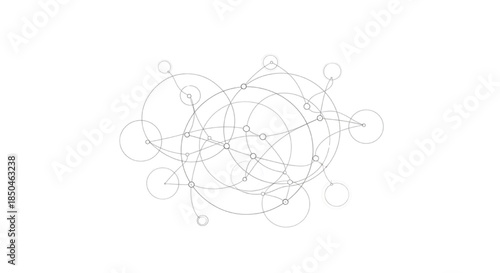 Abstract Geometric Network of Interconnected Circles and Lines Representing Complex Systems