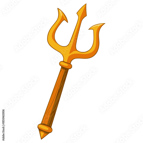 trident golden weapon flat color vector illustration template design
