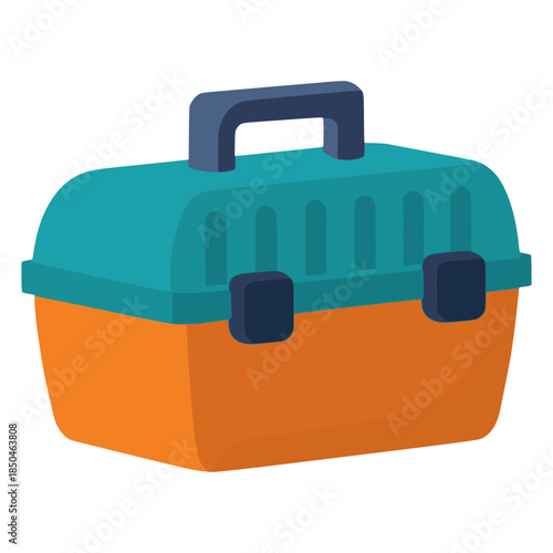 plastic tool storage box work flat color vector illustration template design