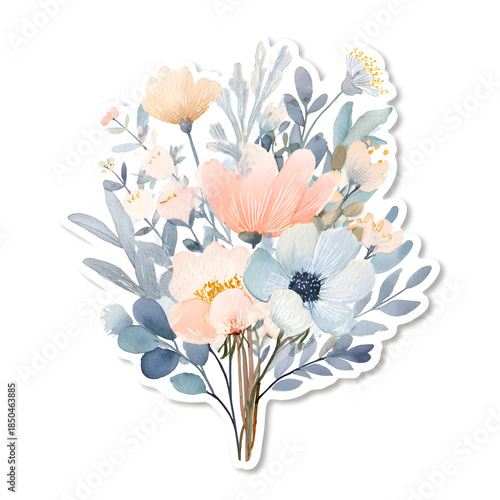 Soft Watercolor Wildflower Bouquet