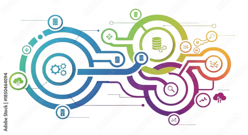 Fototapeta premium Abstract futuristic digital network connecting information, data and cloud technology