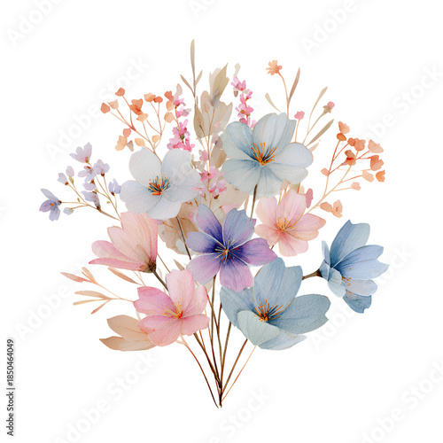 Soft Watercolor Wildflower Bouquet
