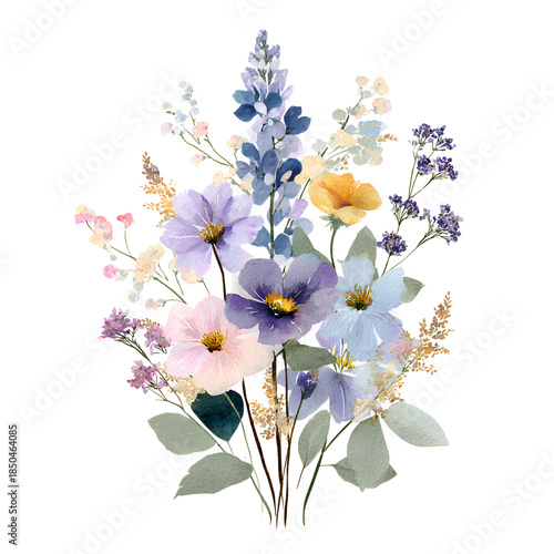 Soft Watercolor Wildflower Bouquet