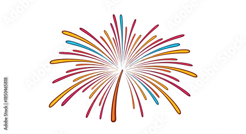 Colorful Abstract Firework Burst Illustration on White Background - Celebration and Festive Event Concept