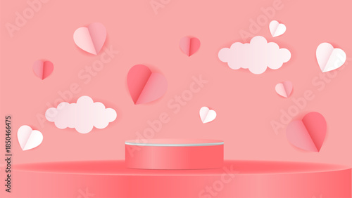 valentine pink podium love background