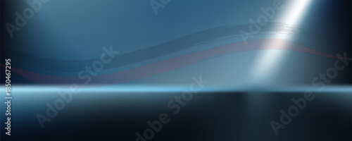Dark blue background glowing light blue ray spotlight stage studio backdrop product placement abstract template design modern,vector Eps10.