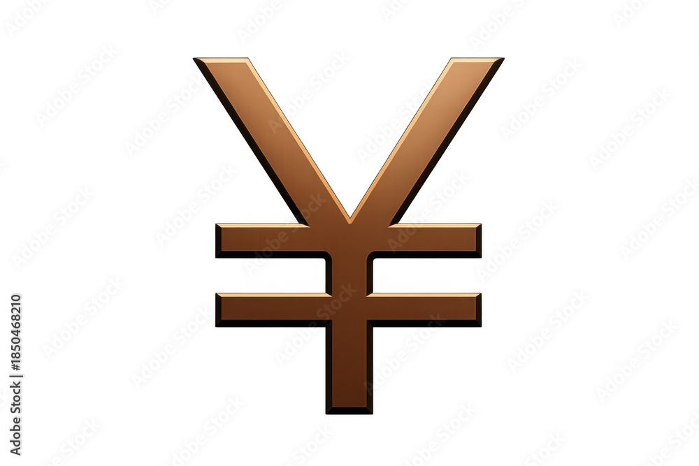 Obraz premium Bronze yen yuan symbol showing currency, investment, and economic concepts for japan and china. Transparent background