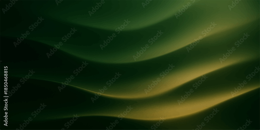 Obraz premium Smooth green abstract waves create a flowing satin fabric texture with soft light and blue silk motion for a modern wallpaper backdrop illustration