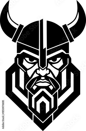 Striking Norse Deity Illustration, Black Ink Drawing, Minimalist Style
