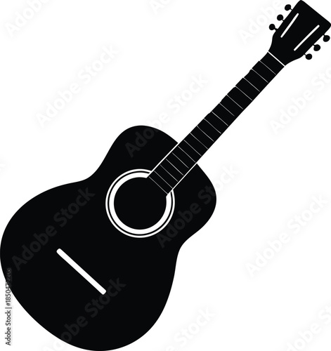 Acoustic Guitar Black Silhouette Vector Icon