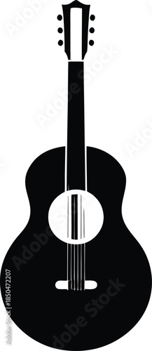 Acoustic Guitar Black Silhouette Vector Icon