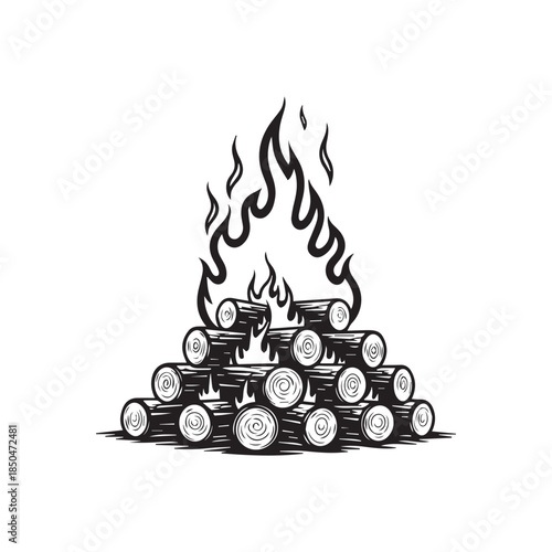 Campfire symbol bonfire vector icon