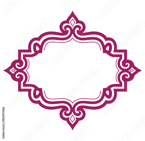 Elegant maroon decorative frame with floral and geometric ornamentation on white background