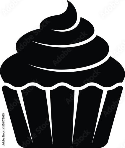 Cupcake Black Silhouette Vector Icon