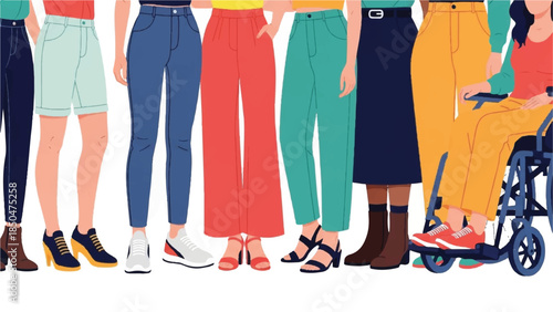 Diverse group of people standing together with a person in a wheelchair