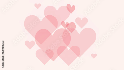 A cluster of pink hearts floating together in a soft gentle illustration from a straightforward viewpoint