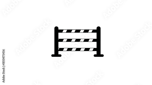 Simple graphic icon of a construction barrier with warning stripes, symbolizing restricted access, caution, or a hazard zone.