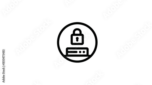 Cybersecurity Data Protection Icon for Server or Network Device. Digital Privacy and Secure Information Technology Concept