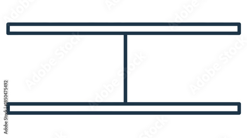 Modern I-beam profile icon representing construction, engineering, structural support, architecture, and industrial strength
