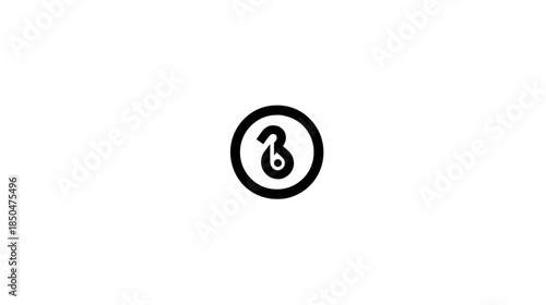 Minimalist Black Graphic Icon: Stylized Number Three or Letter B in a Circle on White Background