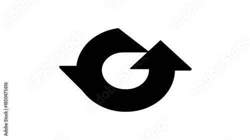 Black refresh reload icon for website, app or system update. Continuous cycle arrows symbol, repeat loop graphic element.