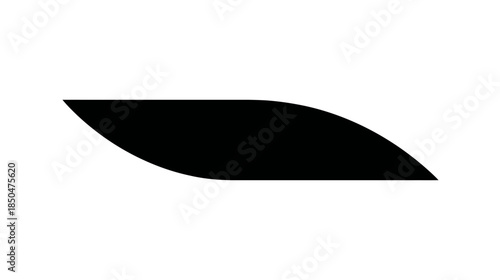 Abstract black curved swoosh shape graphic design element. Modern minimalist flowing vector illustration on white background.