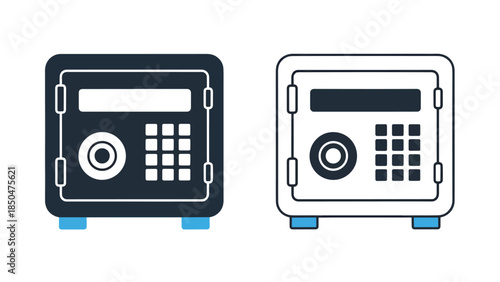 Safes icon set - Line and glyph solid icon set - Solid icons vector collection - Blue icon set - Icon vector - Flat Design Icon - Vector icon symbol