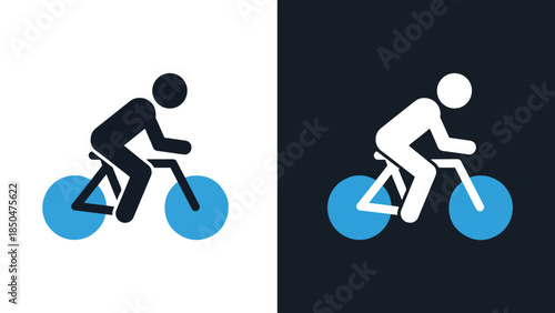Cycling icons - Line and glyph solid icon set - Solid icons vector collection - Blue icon set - Icon vector - Flat Design Icon - Vector icon symbol