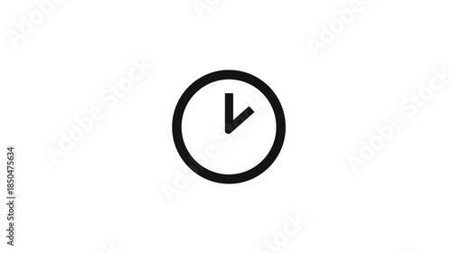 Minimalist black clock icon on white background symbolizing time, urgency, schedule, and deadline management.