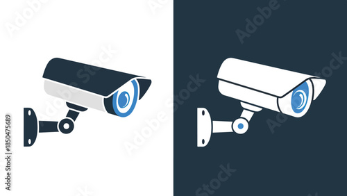 Security cameras - Line and glyph solid icon set - Solid icons vector collection - Blue icon set - Icon vector - Flat Design Icon - Vector icon symbol