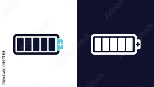 Battery icons - Line and glyph solid icon set - Solid icons vector collection - Blue icon set - Icon vector - Flat Design Icon - Vector icon symbol