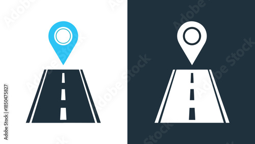 Location and navigation icons - Line and glyph solid icon set - Solid icons vector collection - Blue icon set - Icon vector - Flat Design Icon - Vector icon symbol