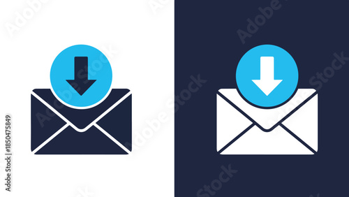 Email download icons - Line and glyph solid icon set - Solid icons vector collection - Blue icon set - Icon vector - Flat Design Icon - Vector icon symbol
