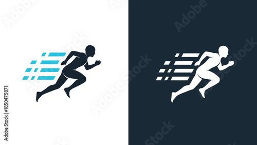 Running icons - Line and glyph solid icon set - Solid icons vector collection - Blue icon set - Icon vector - Flat Design Icon - Vector icon symbol