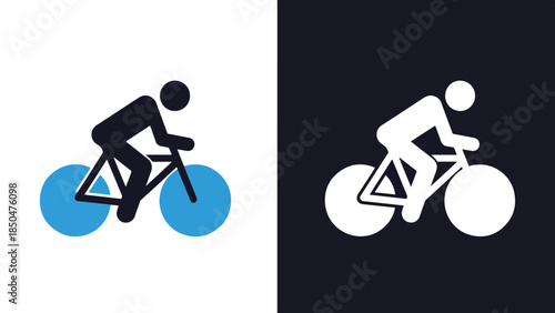 Cycling icons - Line and glyph solid icon set - Solid icons vector collection - Blue icon set - Icon vector - Flat Design Icon - Vector icon symbol