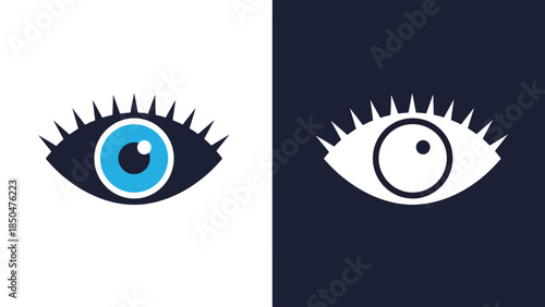 Eye icon set - Line and glyph solid icon set - Solid icons vector collection - Blue icon set - Icon vector - Flat Design Icon - Vector icon symbol