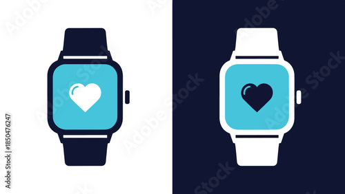 Smartwatch health icons - Line and glyph solid icon set - Solid icons vector collection - Blue icon set - Icon vector - Flat Design Icon - Vector icon symbol