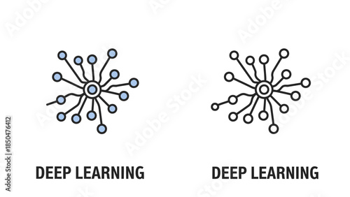 Deep Learning Neural Network Icon With Text Black And White artificial intelligence technology