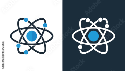 Atomic structure icons - Line and glyph solid icon set - Solid icons vector collection - Blue icon set - Icon vector - Flat Design Icon - Vector icon symbol